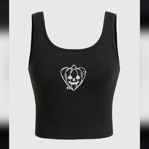 ROMWE Mystic Heart Embroidery Cartoon Pattern Tank Top